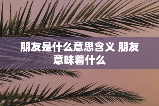 朋友是什么意思含义 朋友意味着什么