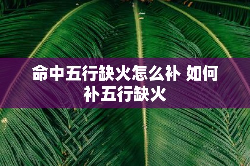 命中五行缺火怎么补 如何补五行缺火