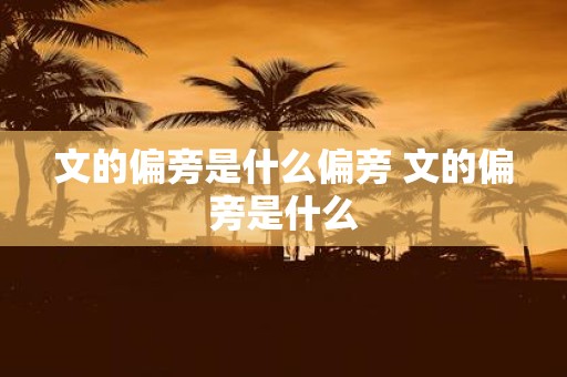 文的偏旁是什么偏旁 文的偏旁是什么