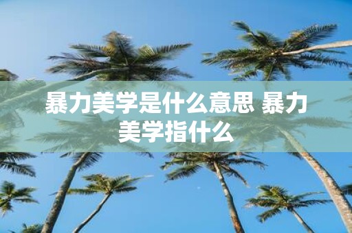 暴力美学是什么意思 暴力美学指什么