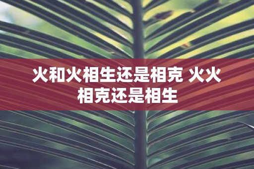 火和火相生还是相克 火火相克还是相生