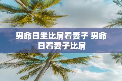 男命日坐比肩看妻子 男命日看妻子比肩