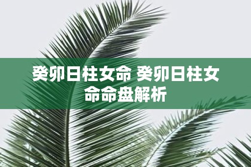 癸卯日柱女命 癸卯日柱女命命盘解析