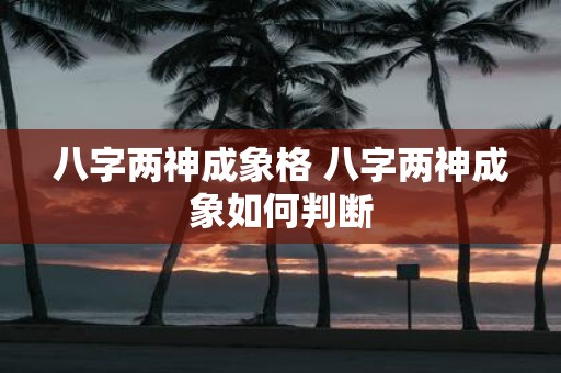 八字两神成象格 八字两神成象如何判断
