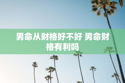 男命从财格好不好 男命财格有利吗
