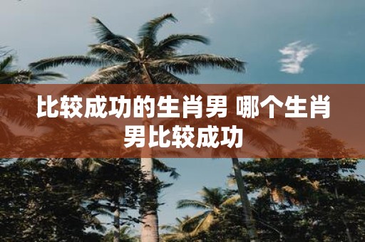比较成功的生肖男 哪个生肖男比较成功