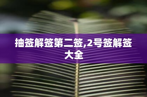 抽签解签第二签,2号签解签大全