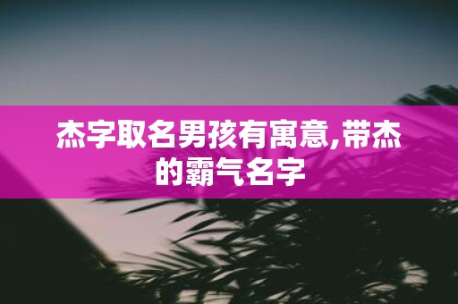 杰字取名男孩有寓意,带杰的霸气名字