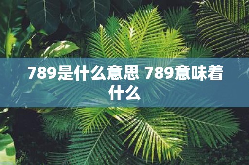 789是什么意思 789意味着什么