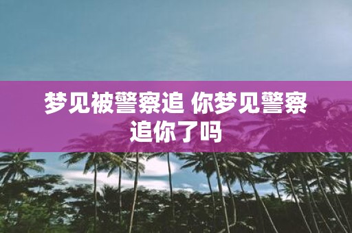 梦见被警察追 你梦见警察追你了吗