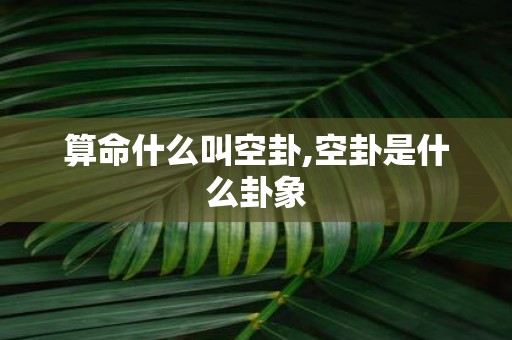 算命什么叫空卦,空卦是什么卦象