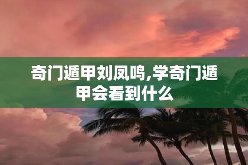 奇门遁甲刘凤鸣,学奇门遁甲会看到什么