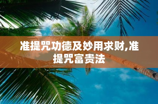 准提咒功德及妙用求财,准提咒富贵法
