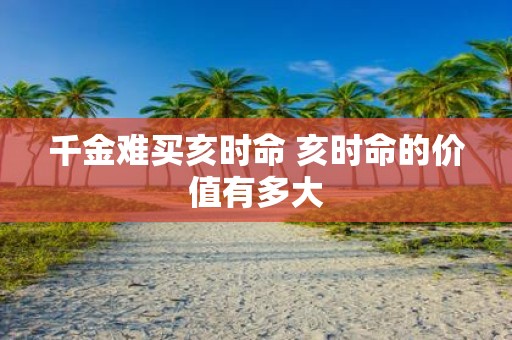 千金难买亥时命 亥时命的价值有多大
