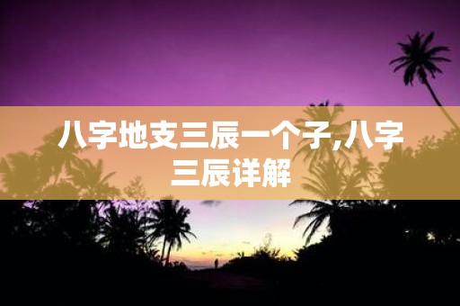 八字地支三辰一个子,八字三辰详解