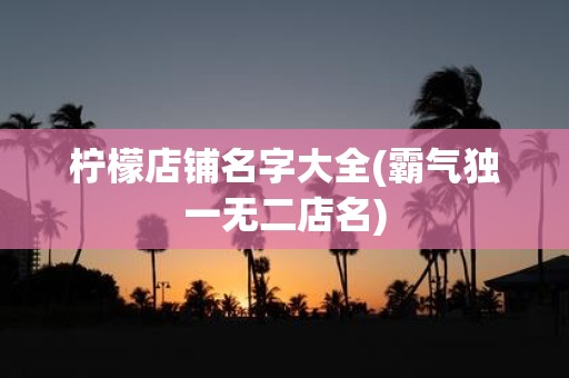 柠檬店铺名字大全(霸气独一无二店名)