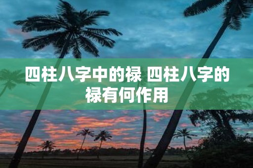 四柱八字中的禄 四柱八字的禄有何作用