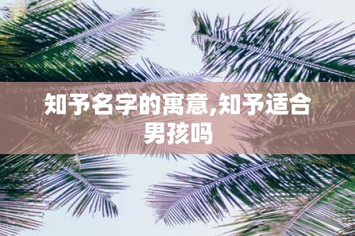 知予名字的寓意,知予适合男孩吗