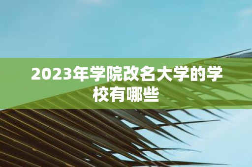 2025年学院改名大学的学校有哪些