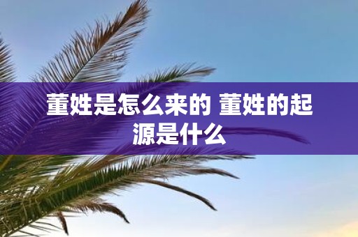 董姓是怎么来的 董姓的起源是什么