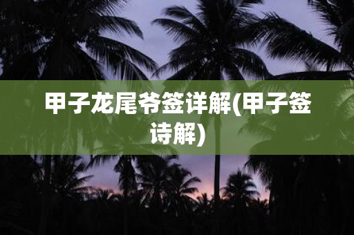 甲子龙尾爷签详解(甲子签诗解)