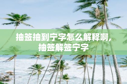 抽签抽到宁字怎么解释啊,抽签解签宁字