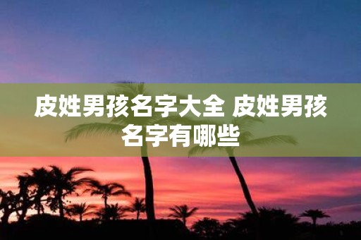 皮姓男孩名字大全 皮姓男孩名字有哪些