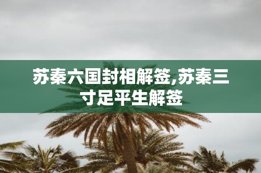 苏秦六国封相解签,苏秦三寸足平生解签