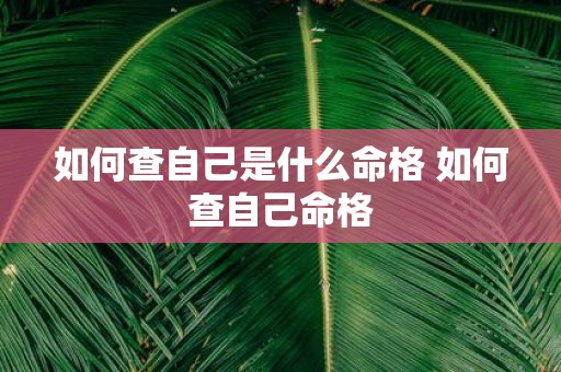 如何查自己是什么命格 如何查自己命格
