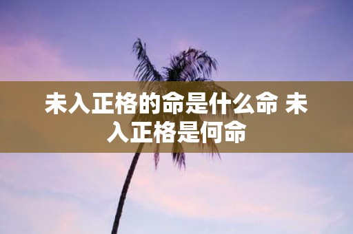 未入正格的命是什么命 未入正格是何命