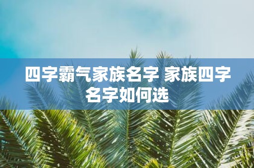 四字霸气家族名字 家族四字名字如何选
