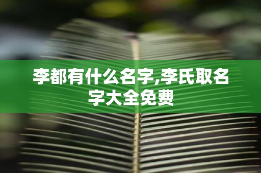 李都有什么名字,李氏取名字大全免费