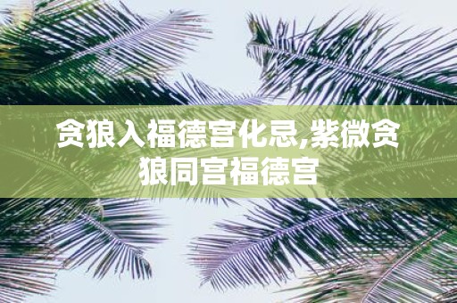 贪狼入福德宫化忌,紫微贪狼同宫福德宫