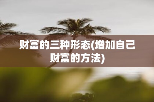 财富的三种形态(增加自己财富的方法)