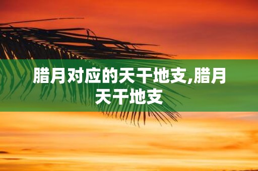 腊月对应的天干地支,腊月天干地支