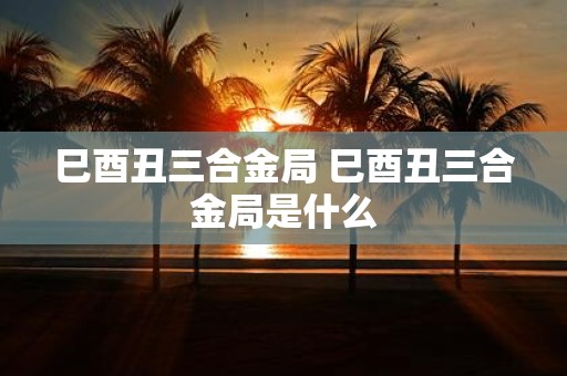 巳酉丑三合金局 巳酉丑三合金局是什么