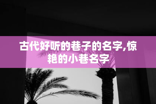 古代好听的巷子的名字,惊艳的小巷名字