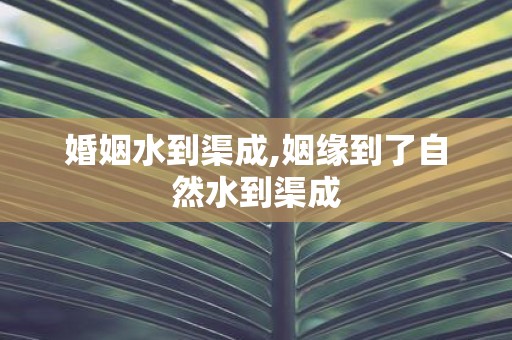 婚姻水到渠成,姻缘到了自然水到渠成