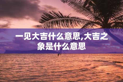 一见大吉什么意思,大吉之象是什么意思