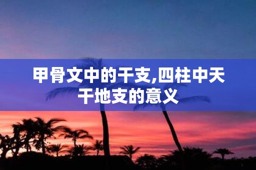 甲骨文中的干支,四柱中天干地支的意义