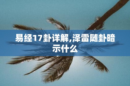 易经17卦详解,泽雷随卦暗示什么