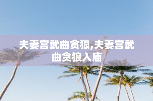 夫妻宫武曲贪狼,夫妻宫武曲贪狼入庙