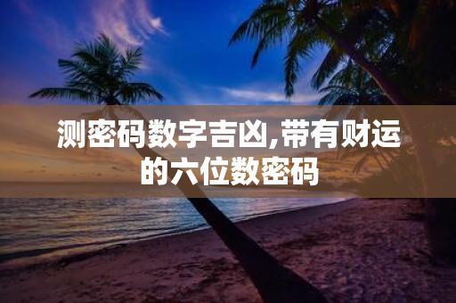 测密码数字吉凶,带有财运的六位数密码