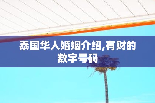 泰国华人婚姻介绍,有财的数字号码