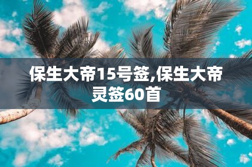 保生大帝15号签,保生大帝灵签60首