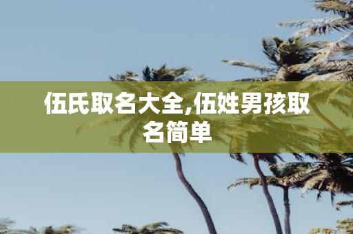 伍氏取名大全,伍姓男孩取名简单