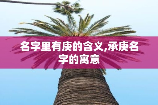 名字里有庚的含义,承庚名字的寓意