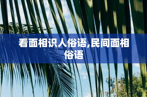 看面相识人俗语,民间面相俗语