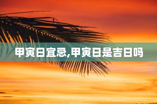 甲寅日宜忌,甲寅日是吉日吗