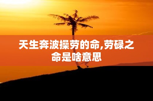 天生奔波操劳的命,劳碌之命是啥意思